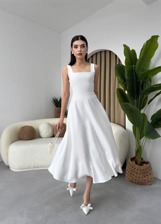 Calliope Kare Yaka Midi Boy Elbise