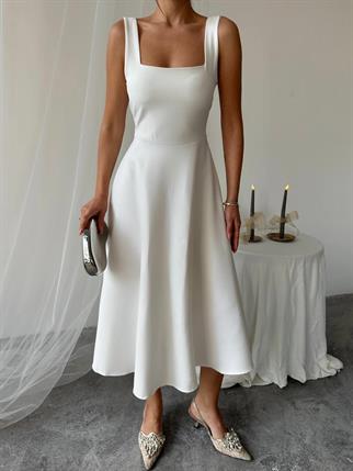 Calliope Kare Yaka Midi Boy Elbise