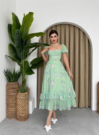 Candy Şifon Uzun Elbise