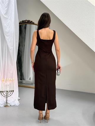  Taşlı Tasarım Uzun Elbise Romane