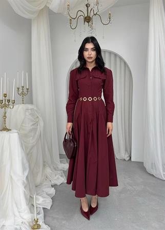 Feris Düğme Detaylı Elbise