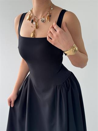 Kalın Askılı Hera Uzun Atlas Elbise