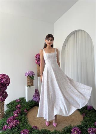 Kalf Çiçek Detaylı Elbise