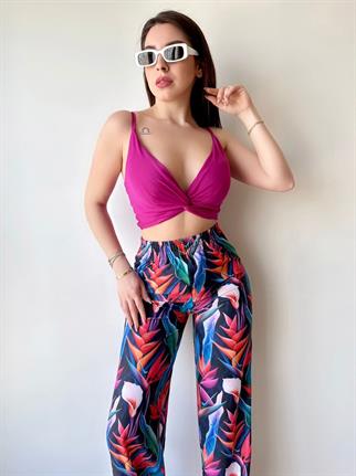 Crop Pantolon Takım - Mor