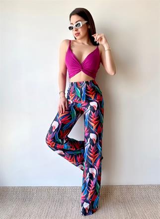 Crop Pantolon Takım - Mor