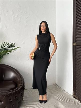 Minimal Glam Sandy Aksesuarlı Maxi Elbise