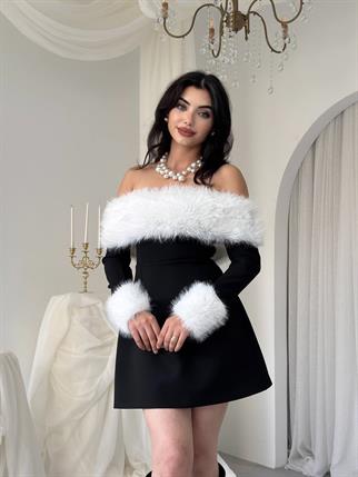 Kadın Peluş Syra Straplez Elbise