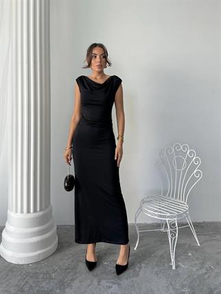 Pars Uzun Degaje Yaka Uzun Sandy Elbise