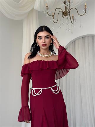 Ester Dantel Detaylı Straplez Elbise