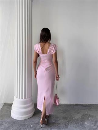 Elenor Uzun Atlas Elbise