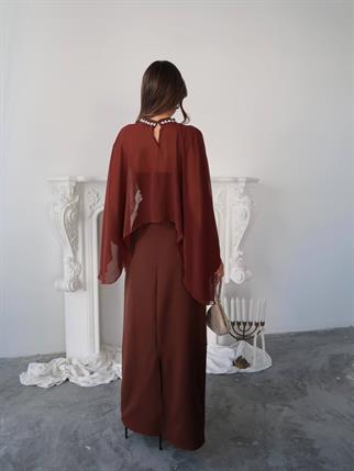 Alesta Tül Detaylı Tasarım Uzun Elbise