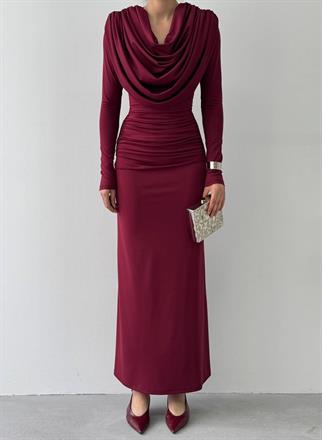 Crimson Drape Detay Uzun  Elbise