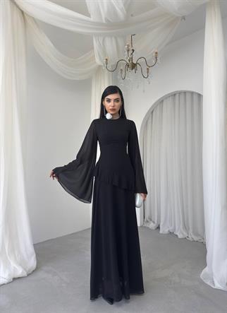 Linan Tül kol  Midi Elbise