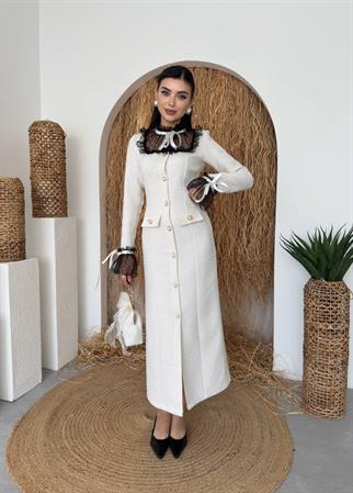 Dali Dantel Cep Detaylı Düğmeli Elbise