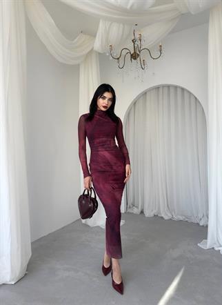 Lizz Tül Kol  Midi Elbise