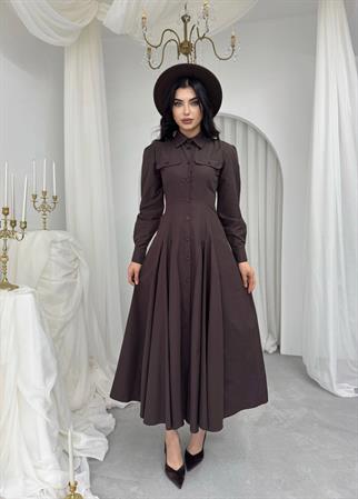 Feris Düğme Detaylı Elbise