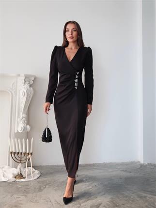 Barley Taş Baskılı Yırtmaclı Uzun elbise