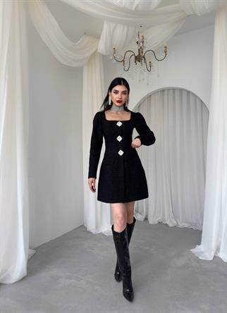 Sassa Düğme Detaylı Elbise