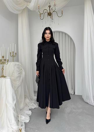 Feris Düğme Detaylı Elbise