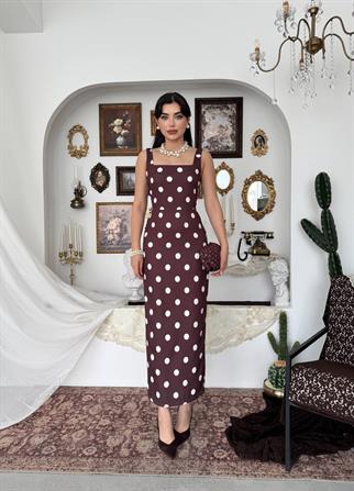 Wexe Puantiyeli Midi Elbise 