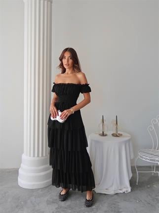 Zuzu Straplez Şifon Uzun Elbise