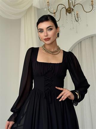 Tamo Korsaj Bağlamalı Uzun Elbise