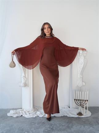 Alesta Tül Detaylı Tasarım Uzun Elbise