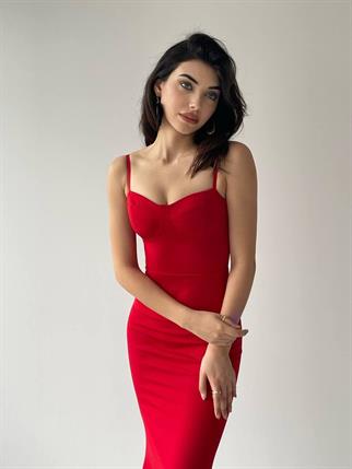 Dominic Eteği Büzgülü Midi Boy Elbise -000233