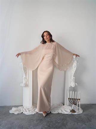 Alesta Tül Detaylı Tasarım Uzun Elbise