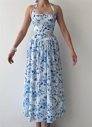 Rans Çiçek Desen Midi Elbise