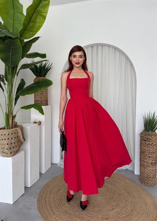 Fedro Poplin Midi Elbise