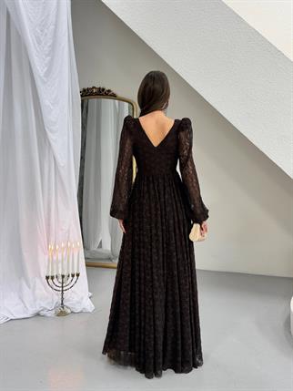 Vitange Korse Detaylı Uzun Tasarım Dantel Elbise