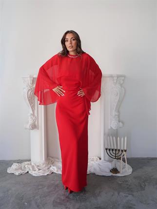 Alesta Tül Detaylı Tasarım Uzun Elbise