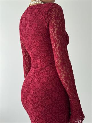 Jelon Uzun Dantel Tasarım Elbise