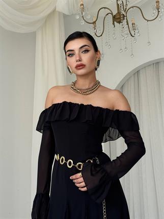 Ester Dantel Detaylı Straplez Elbise