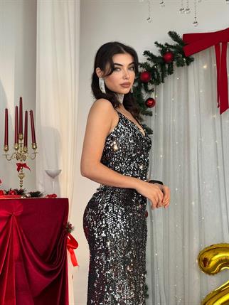 Zexa Sırt Detaylı Payet Elbise