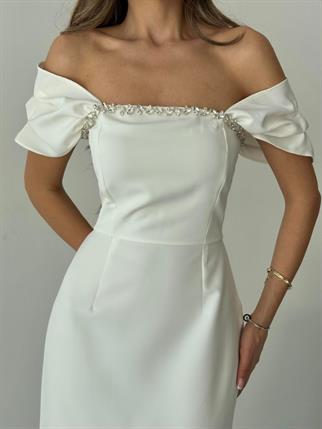 Elenor Uzun Atlas Elbise