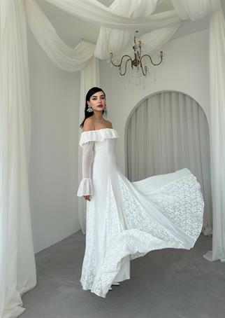 Ester Dantel Detaylı Straplez Elbise