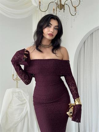 Madonna Yaka Tasarım Dantel Elbise