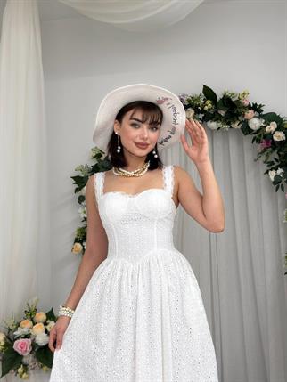 Lemel Midi Dantel Detay Elbise