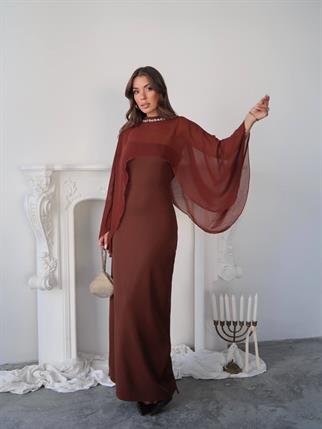 Alesta Tül Detaylı Tasarım Uzun Elbise