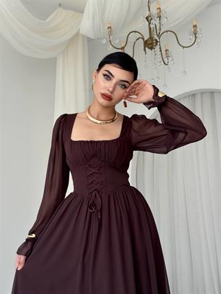 Tamo Korsaj Bağlamalı Uzun Elbise