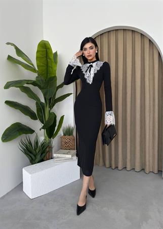 Victoria Dantel Detay Midi Elbise