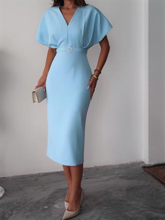 Klein Kemer Detaylı V Yaka Elbise