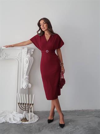Klein Kemer Detaylı V Yaka Elbise