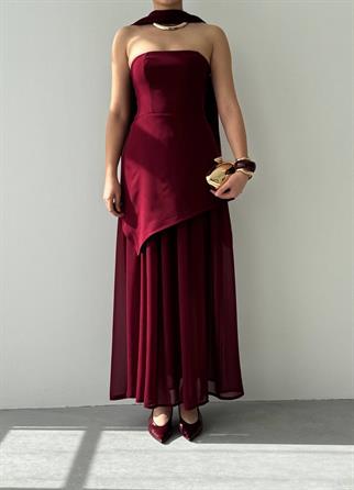 Luen Yırtmaç Detaylı Elbise