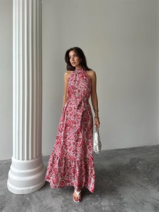 Nose Desenli Uzun Elbise