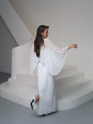 Tasarım Tül Detaylı Lilyum Uzun Elbise