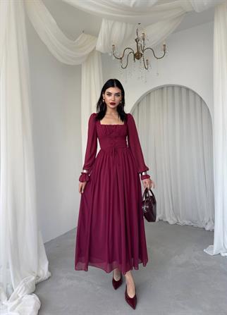 Tamo Korsaj Bağlamalı Uzun Elbise