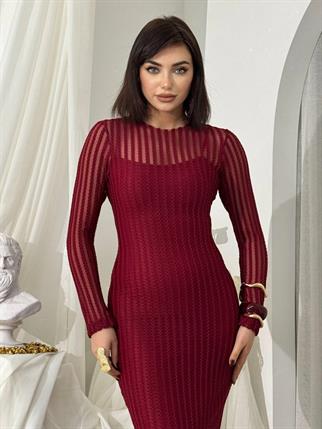 Polin Midi Tül Detay Elbise